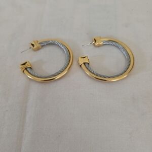 Chic Gold and Silver Twist Hoop Earrings